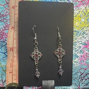 🖤Elegant Silver and Pink Dangle Earrings🖤